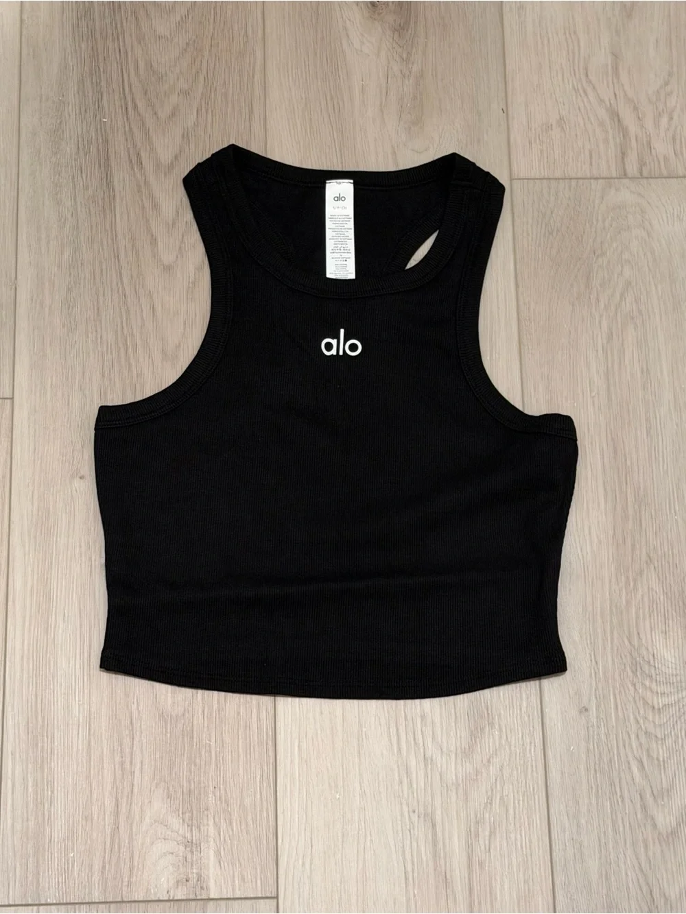 ALO Yoga Black Ribbed Crop Tank